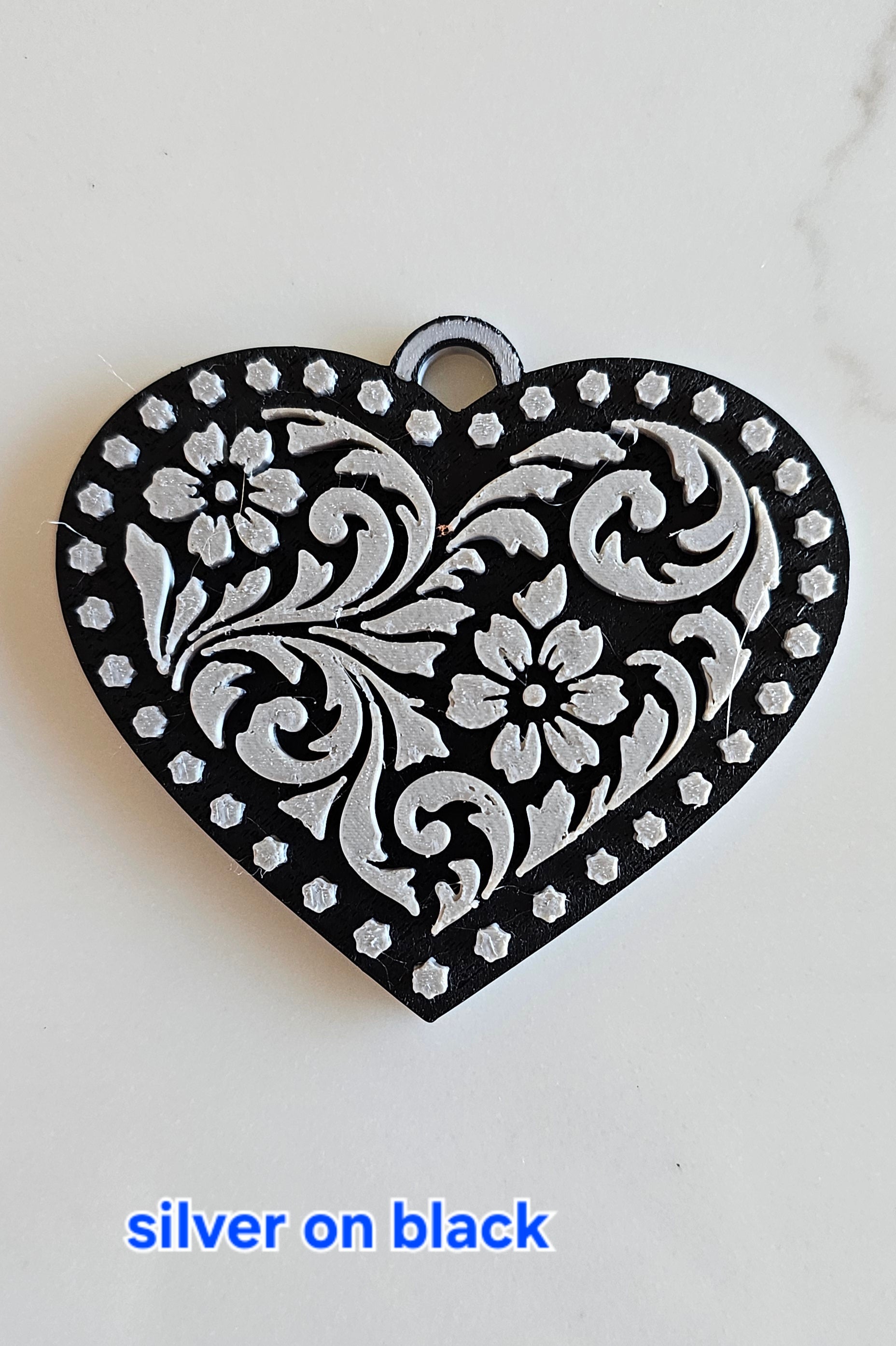 3D Printed Western Heart Keychain or Purse Charm