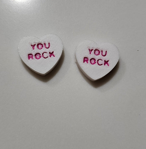 3D Printed Conversation Heart Pins or Earrings