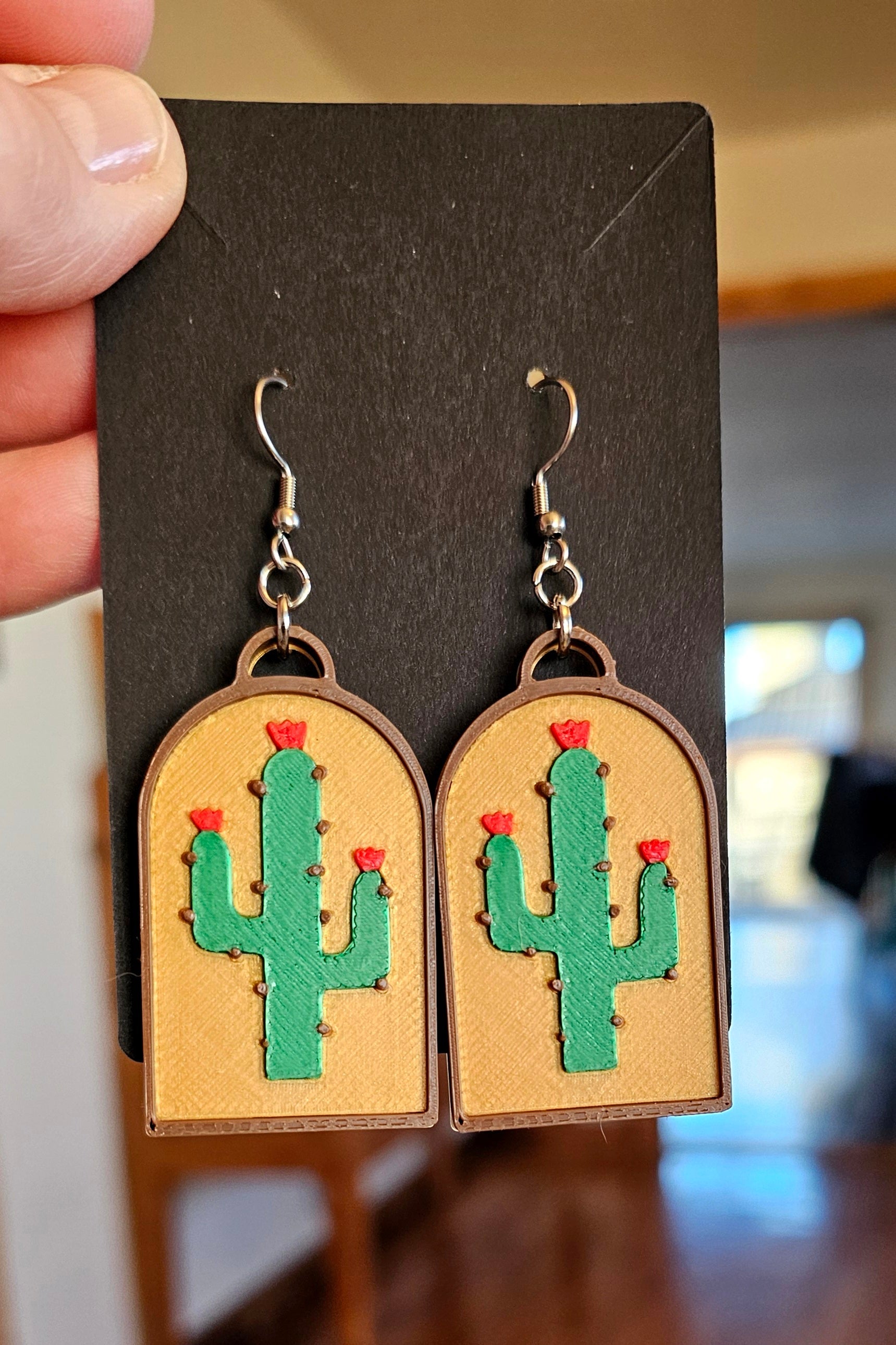 3D Printed New Mexico Cactus Earrings