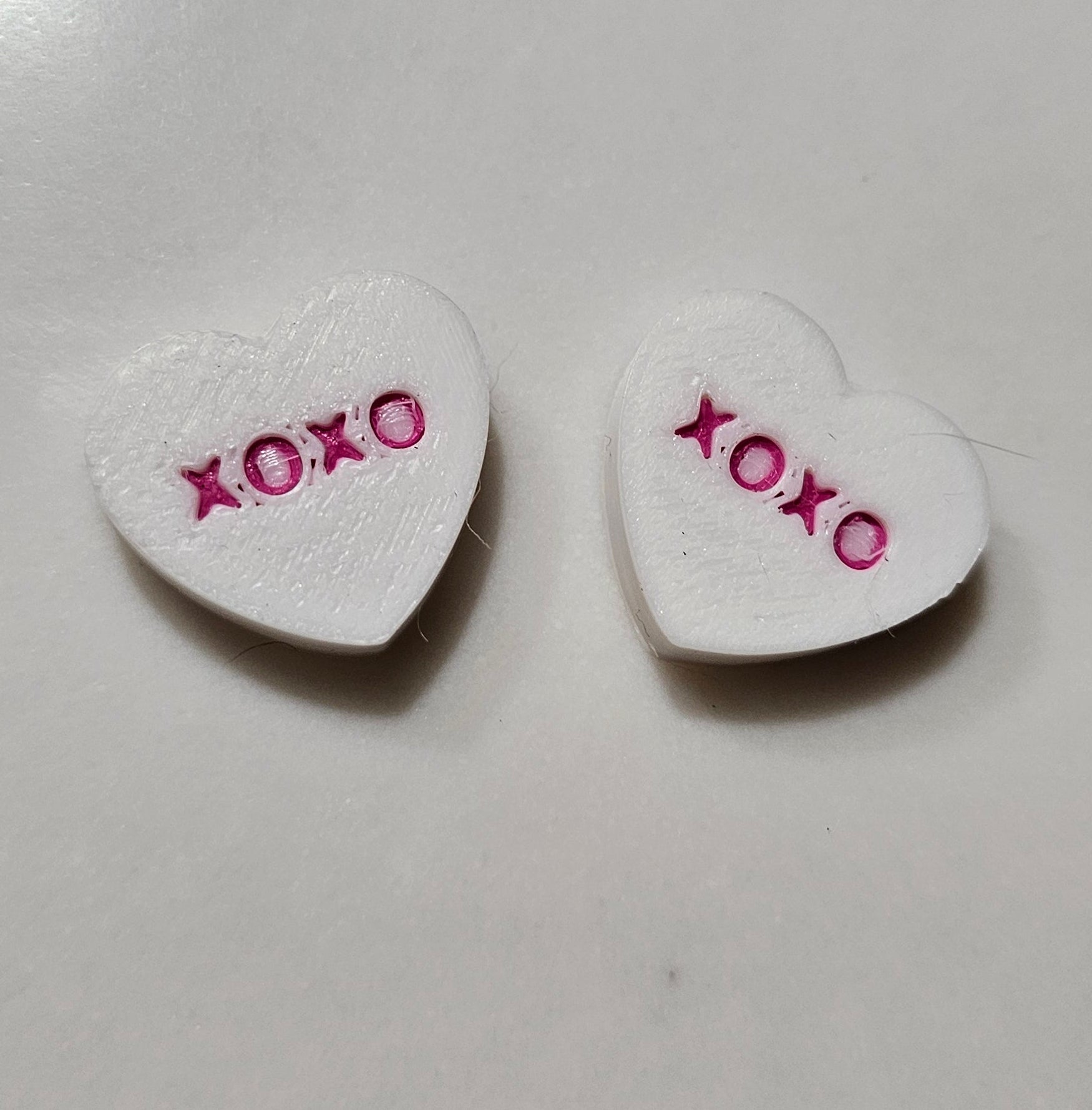 3D Printed Conversation Heart Pins or Earrings