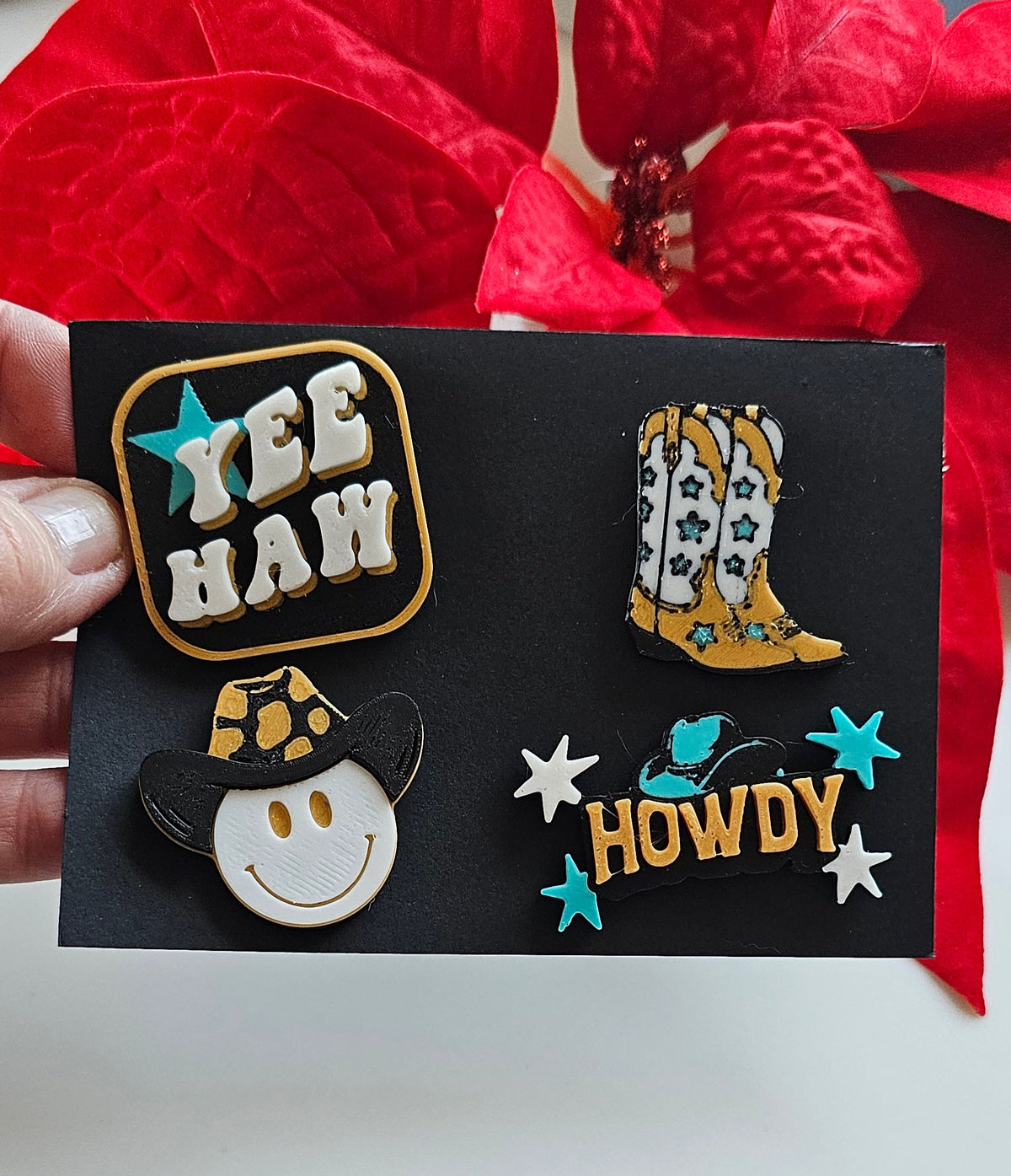 3D-Printed Western Cowboy Hat Pins - Set of 4