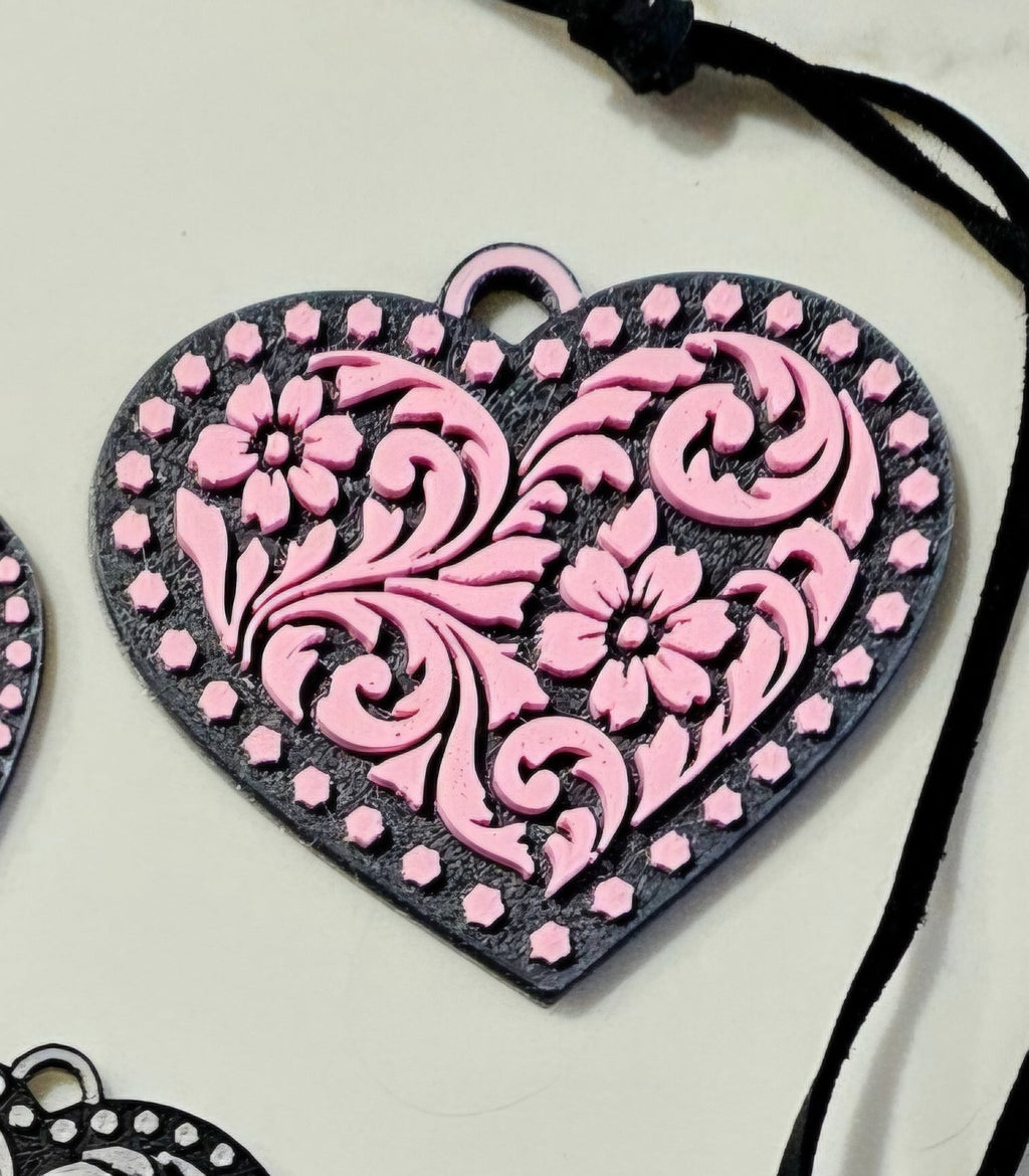 3D Printed Western Heart Keychain or Purse Charm
