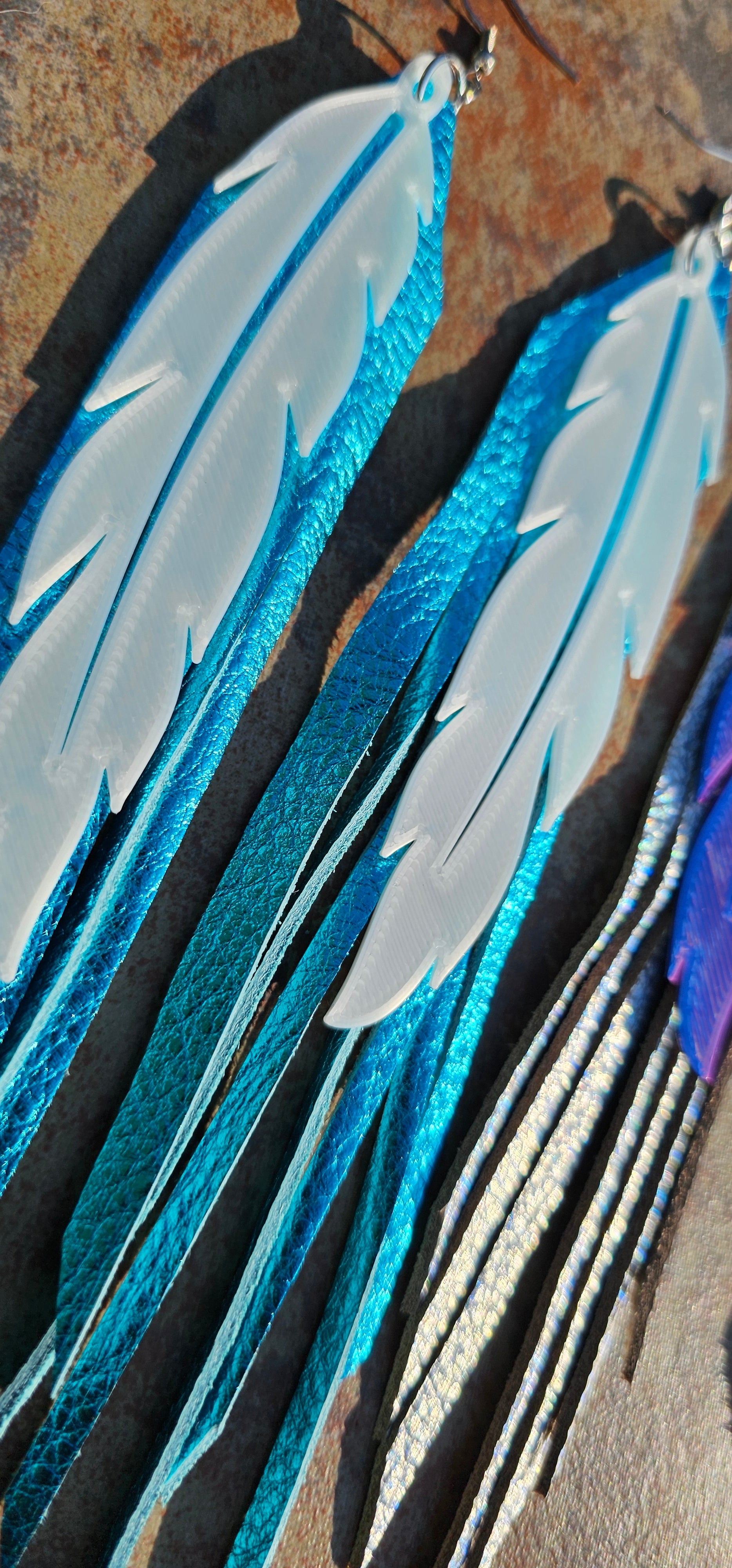 3D Printed Feather Fringe Earrings