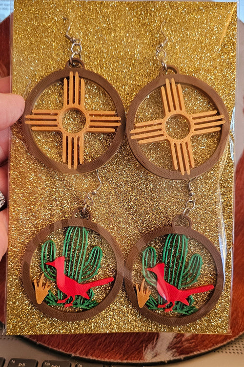 3D Printed New Mexico Cactus Earrings