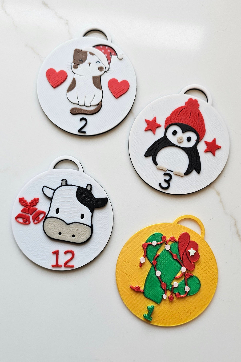 3D Printed Advent Calendar Ornament Set