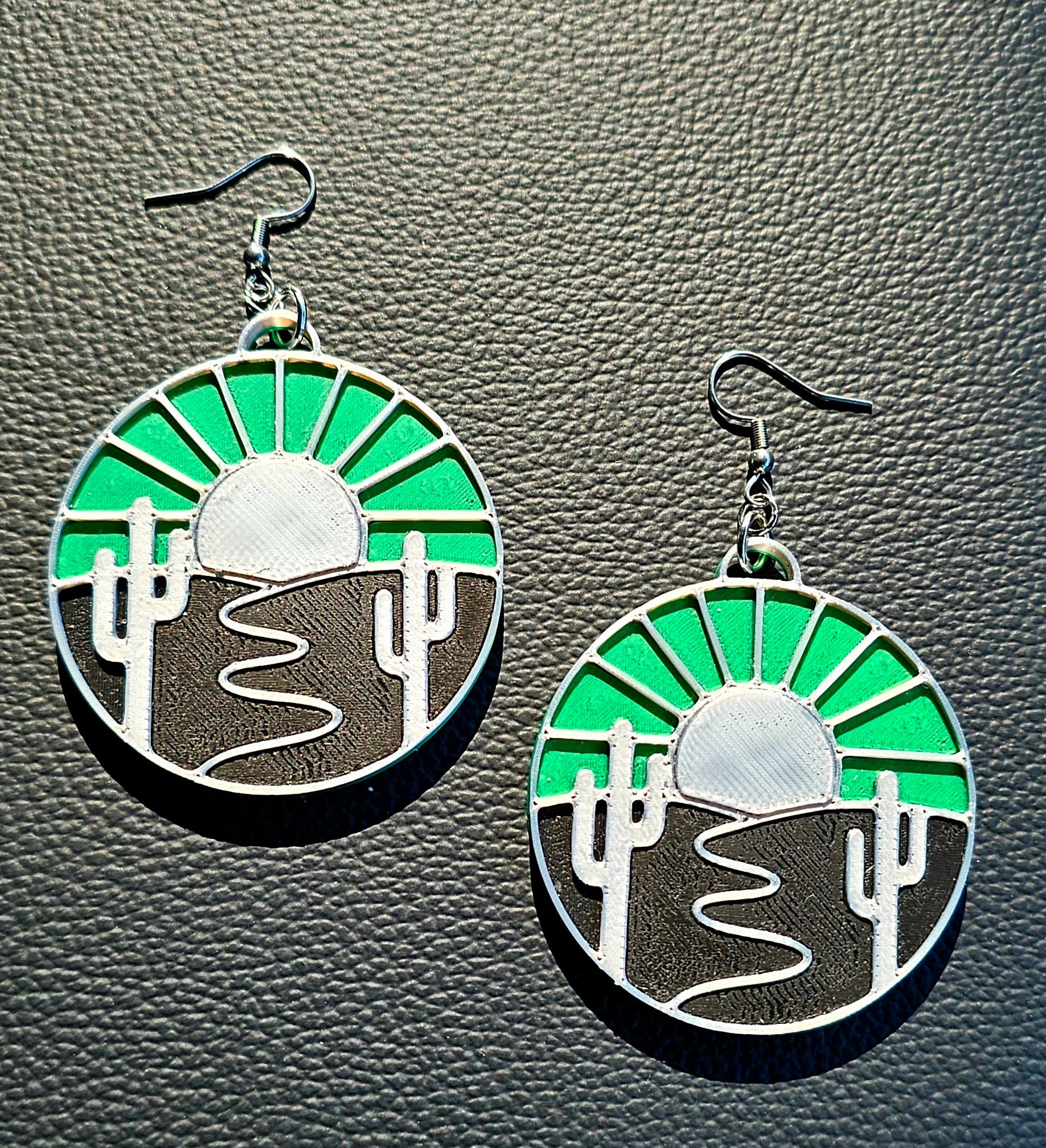 3D Printed Silver Silk Western Earrings