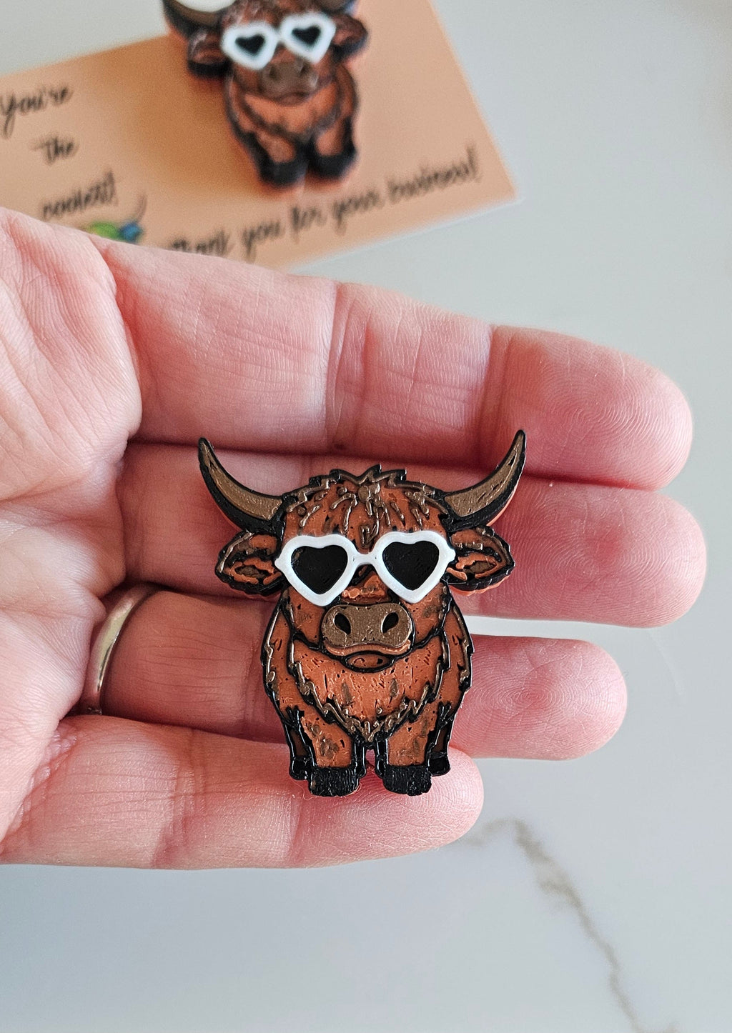 3D Printed Highland Cow Hat Pin