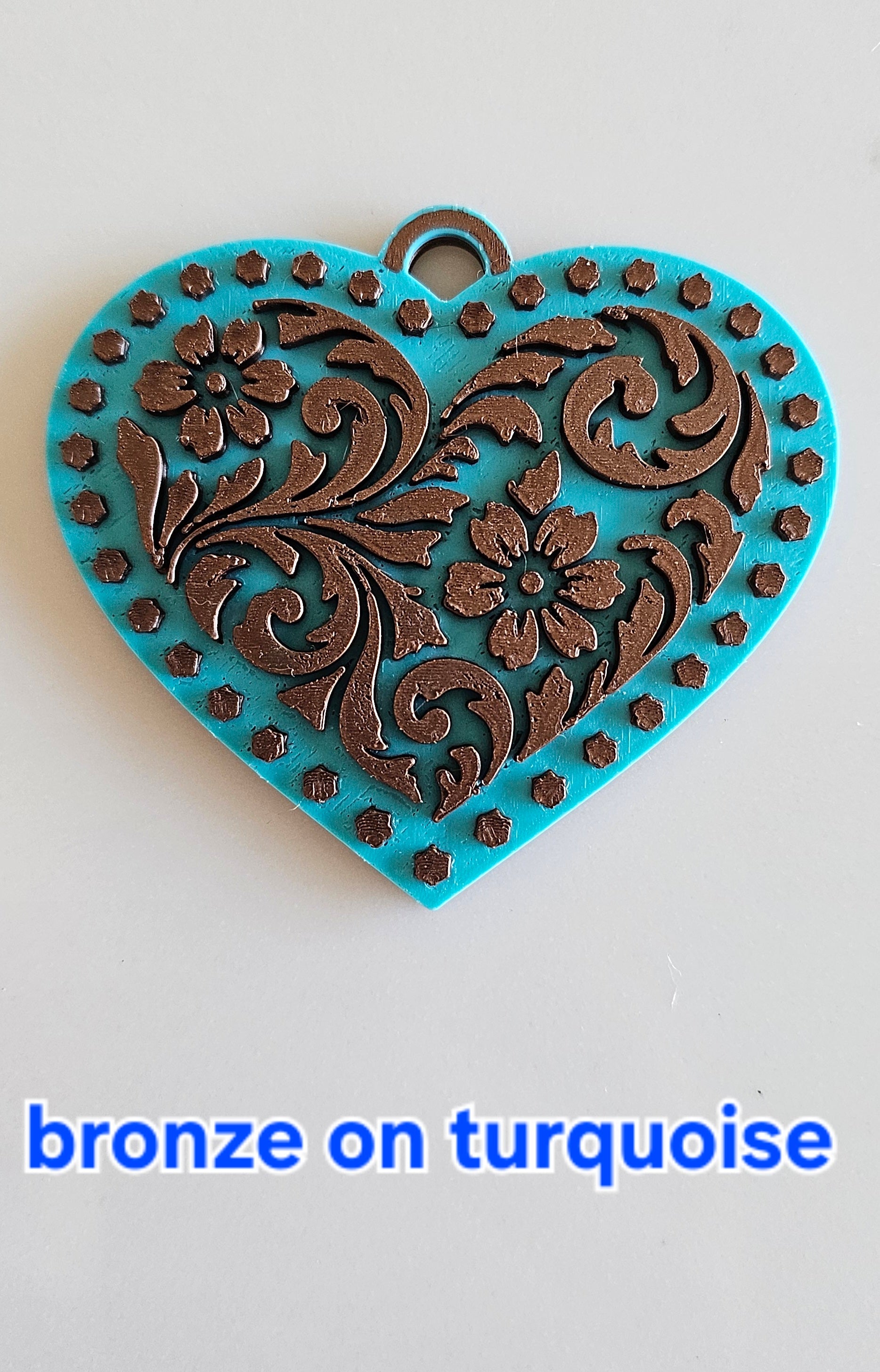 3D Printed Western Heart Keychain or Purse Charm