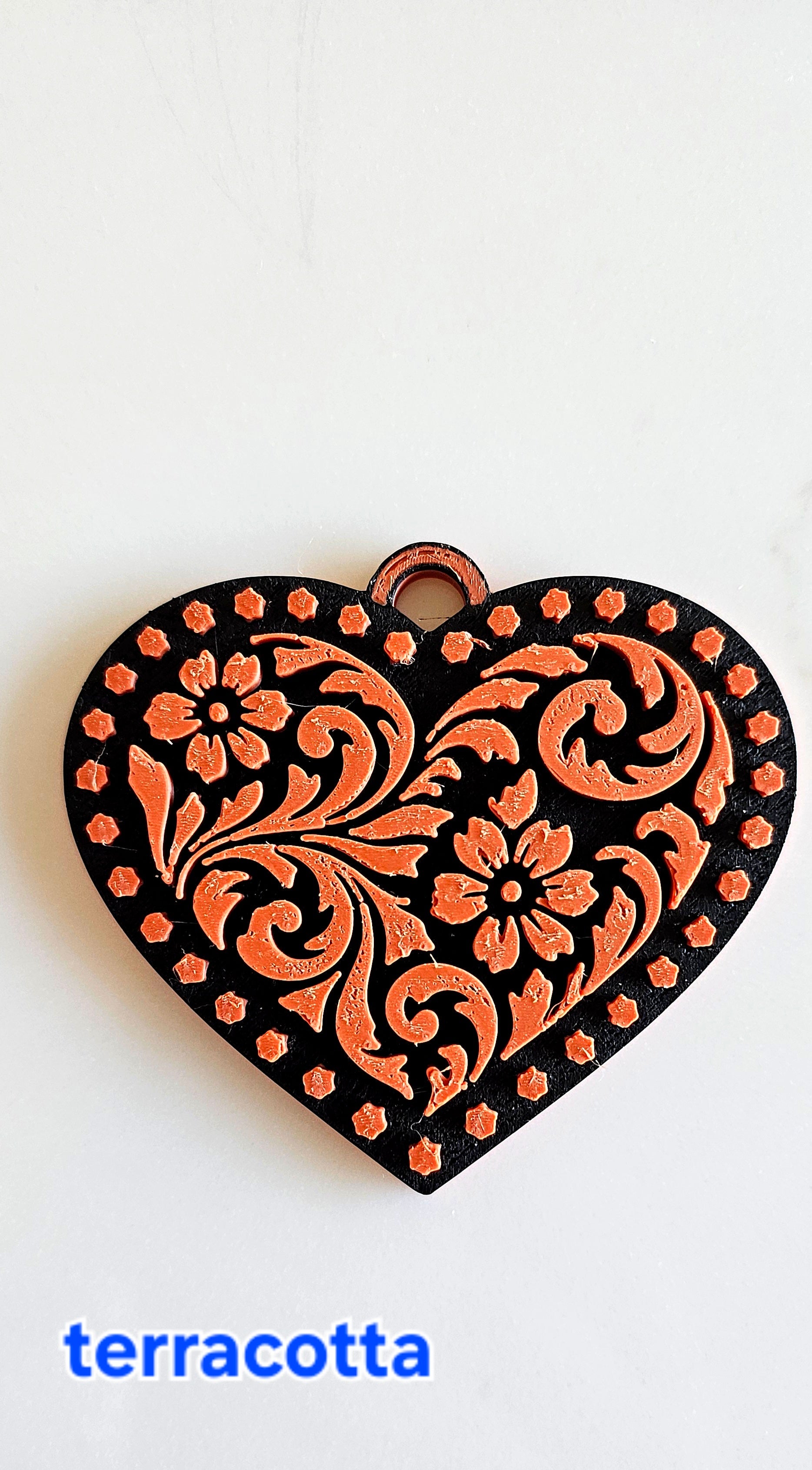 3D Printed Western Heart Keychain or Purse Charm