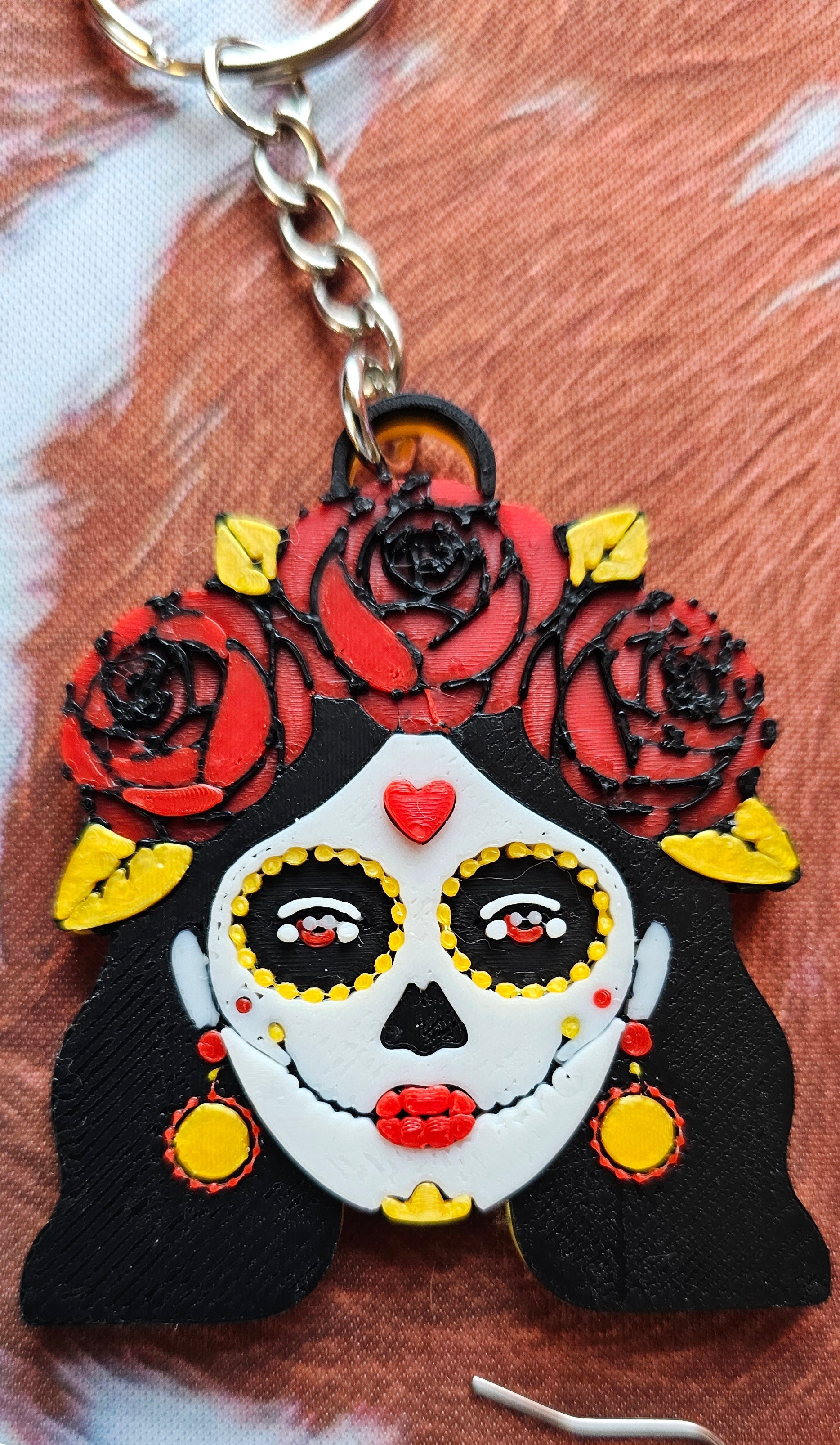 3D Printed Sugar Skull Keychain or Earrings