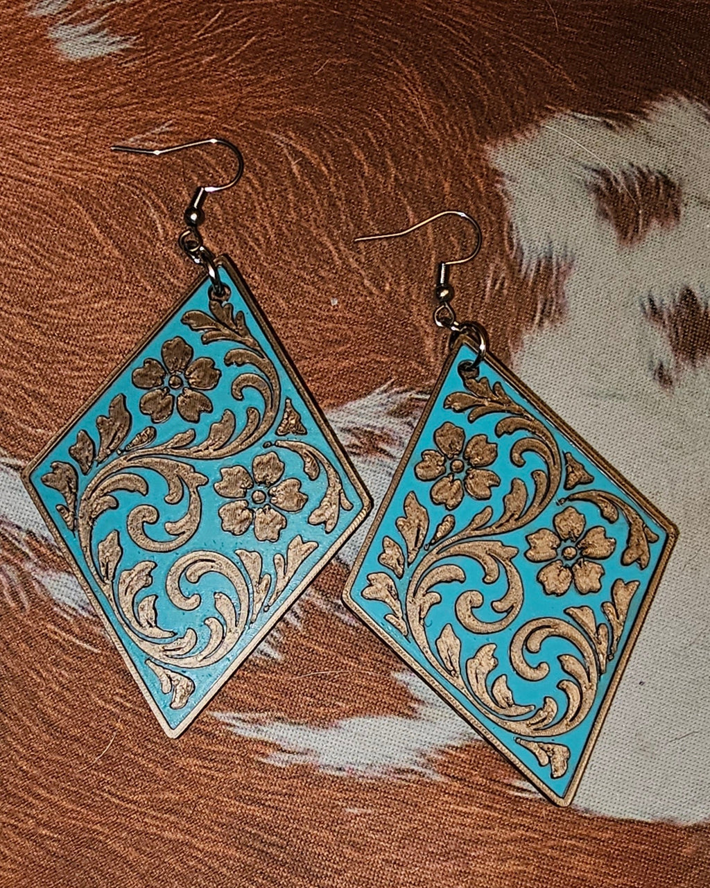 3D Printed Western Tooled Floral Earrings