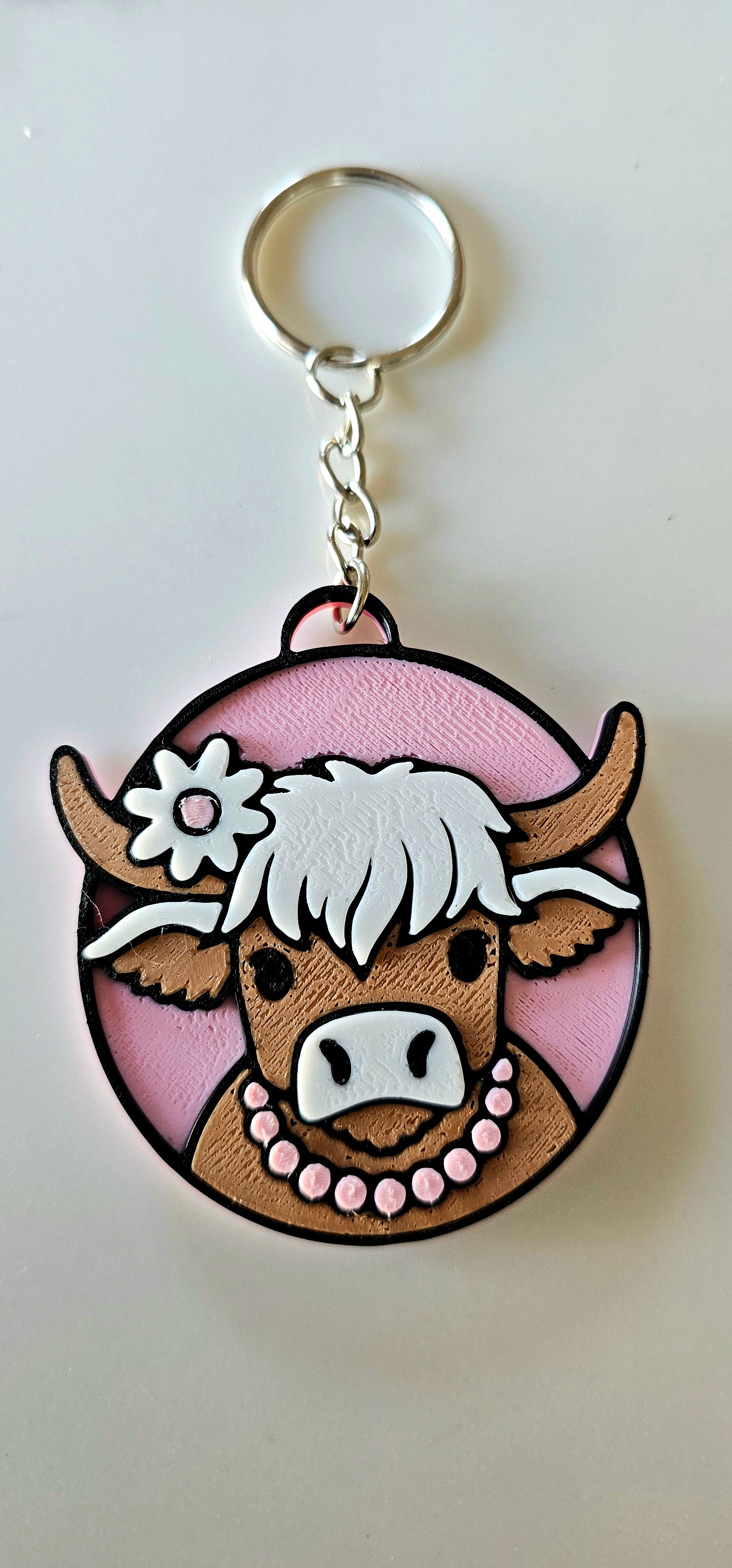 3D Printed Highland Cow Keychain