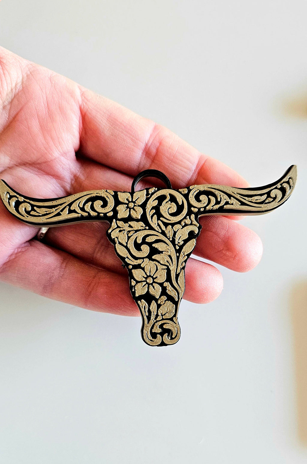 3D Printed Tooled Longhorn Keychain, Purse Charm, or Ornament