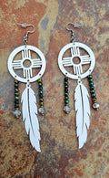 New Mexico Zia Feather Dreamcatcher Earrings