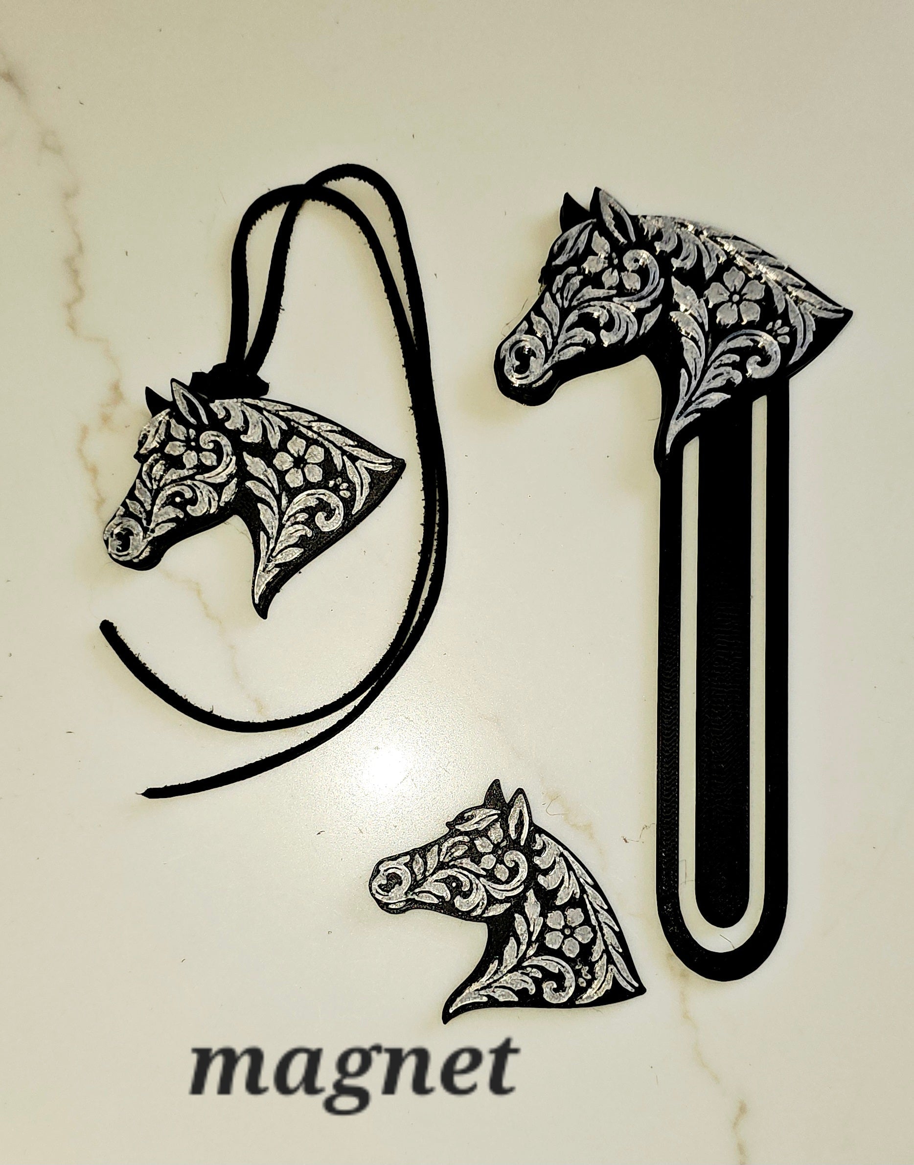 3D Printed Year of the Horse Bookmark, Keychain, Charm, Pin, or Magnet