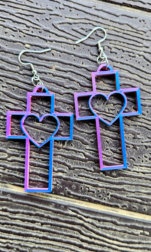 3D Printed Christian Cross Earrings
