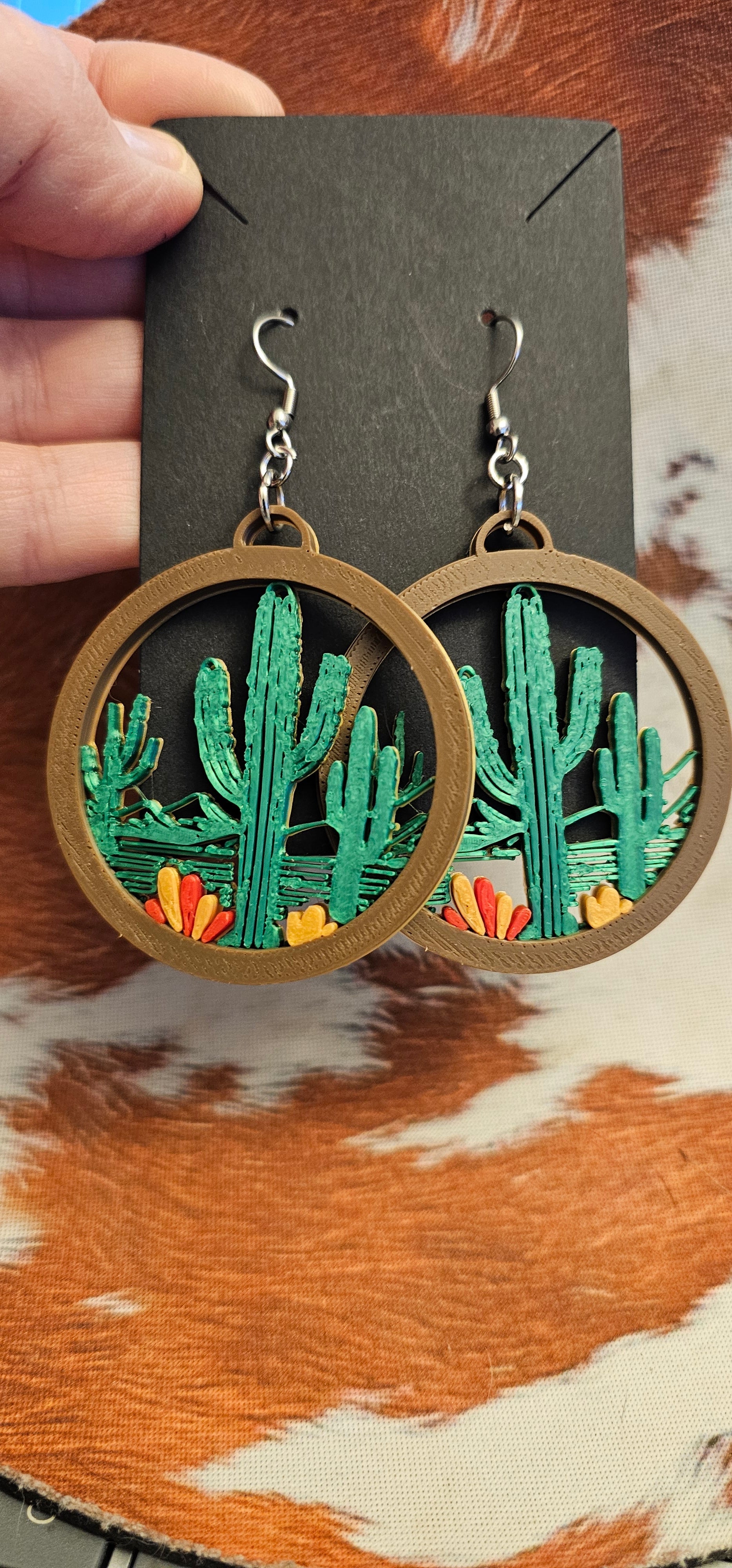 3D Printed New Mexico Cactus Earrings
