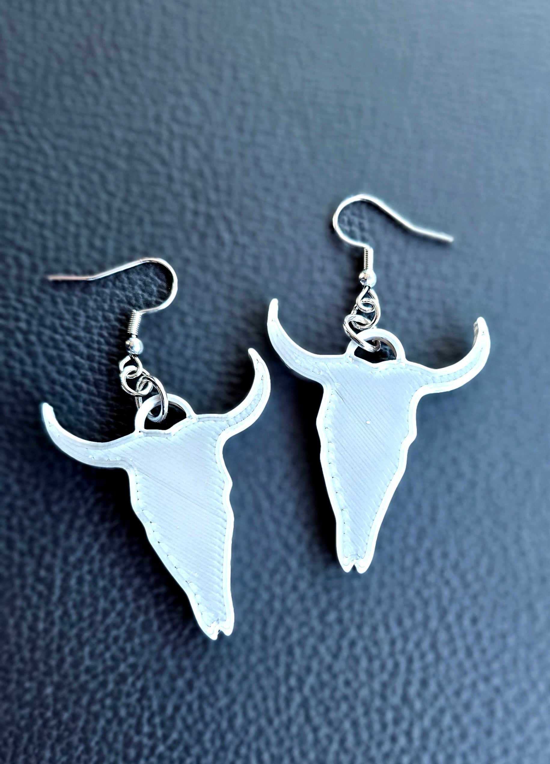 3D Printed Silver Silk Western Earrings