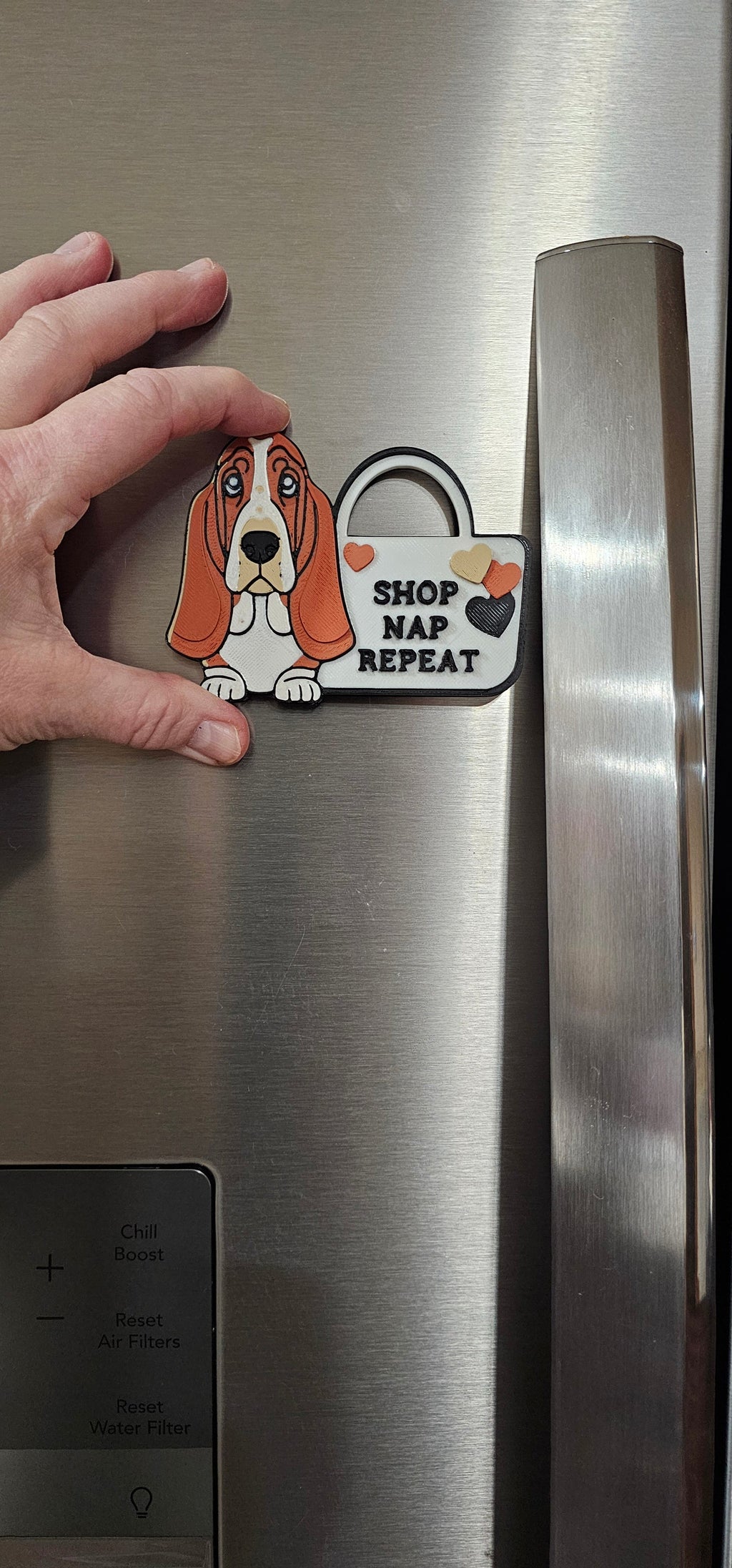 3D Printed Basset Hound Pin or Magnet