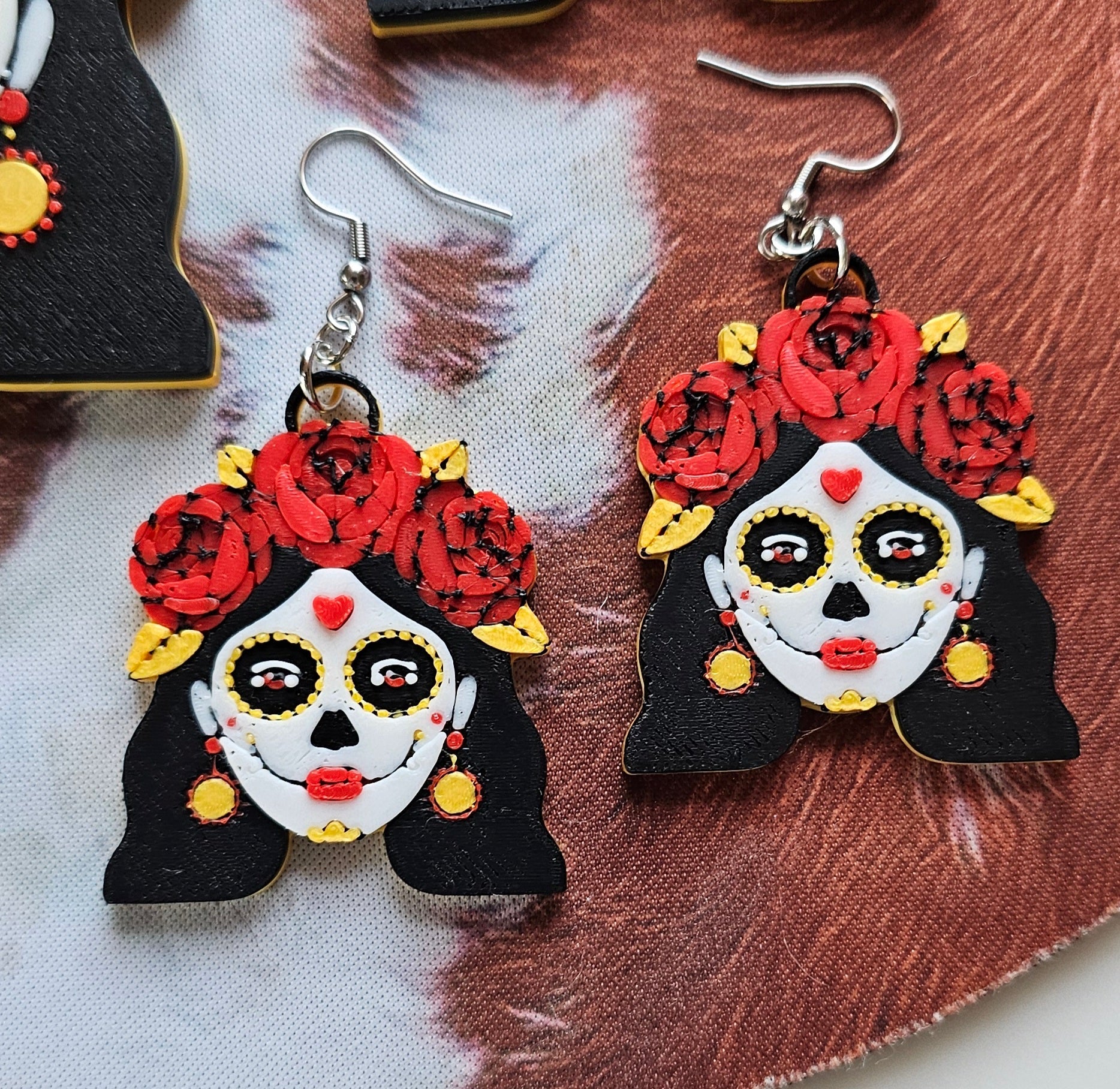 3D Printed Sugar Skull Keychain or Earrings