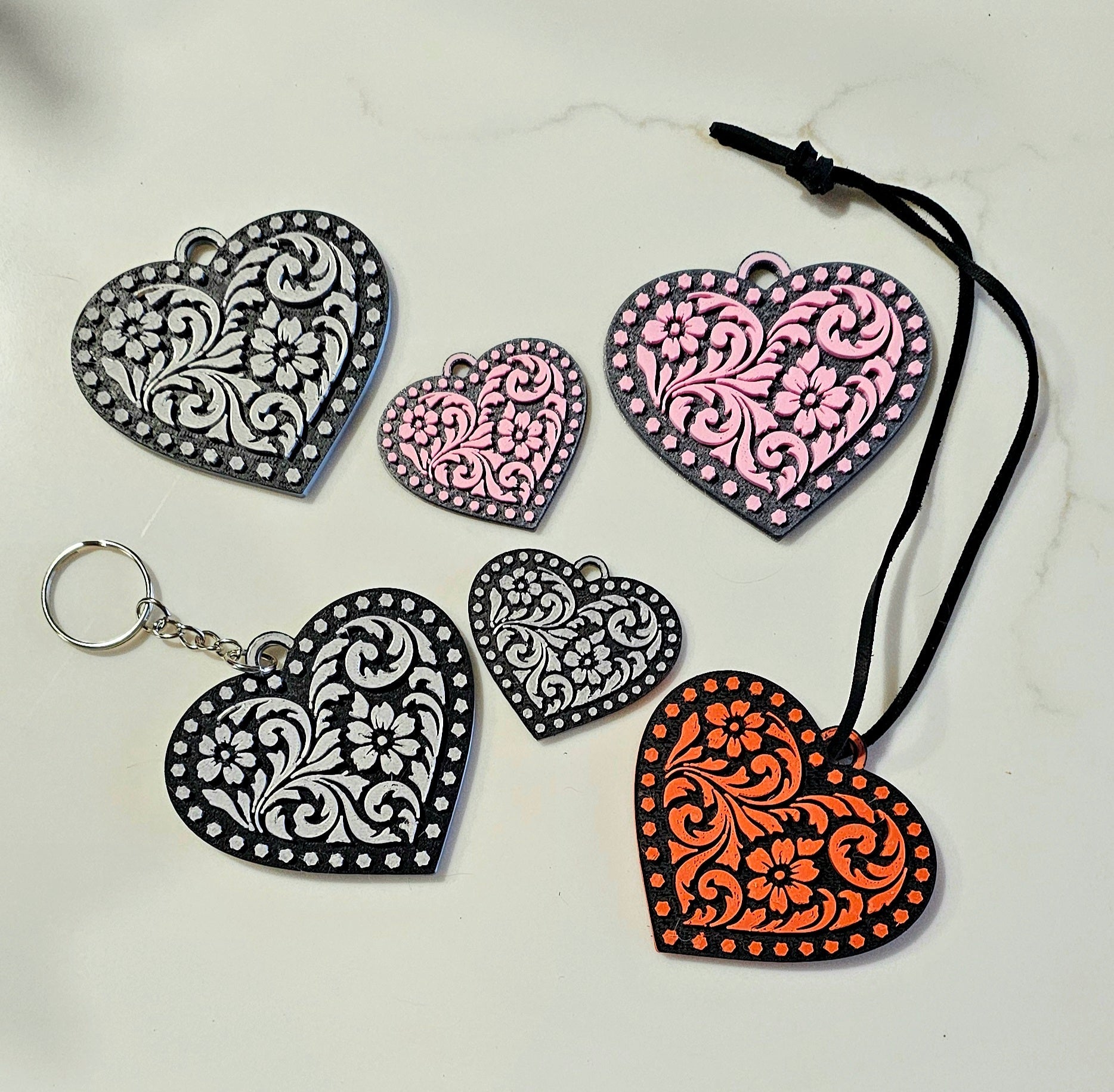 3D Printed Western Heart Keychain or Purse Charm