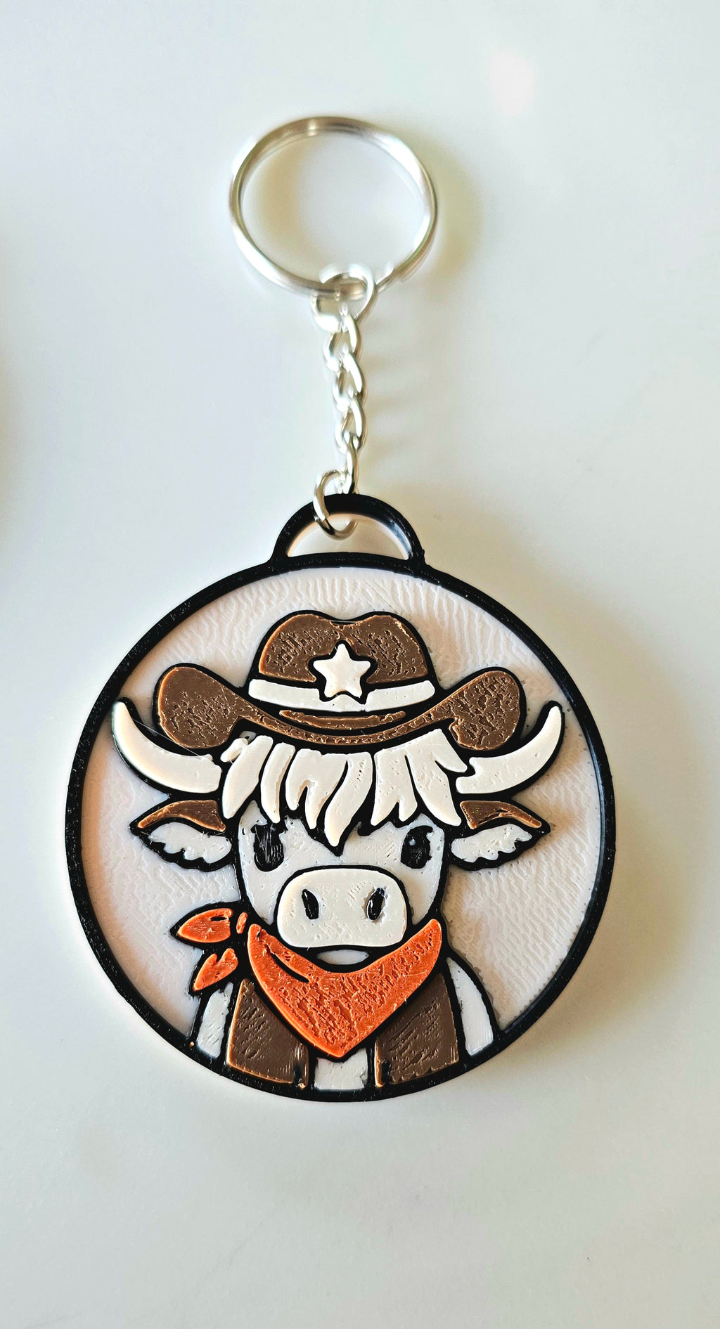 3D Printed Highland Cow Keychain