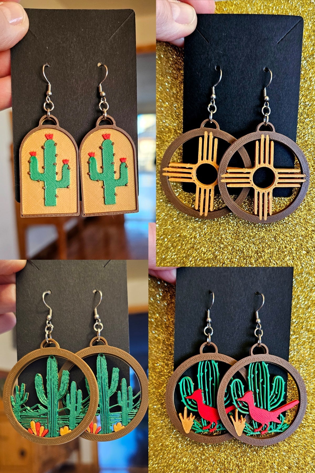 3D Printed New Mexico Cactus Earrings
