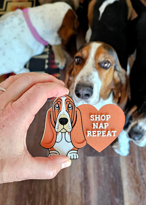 3D Printed Basset Hound Hat Pin or Magnet