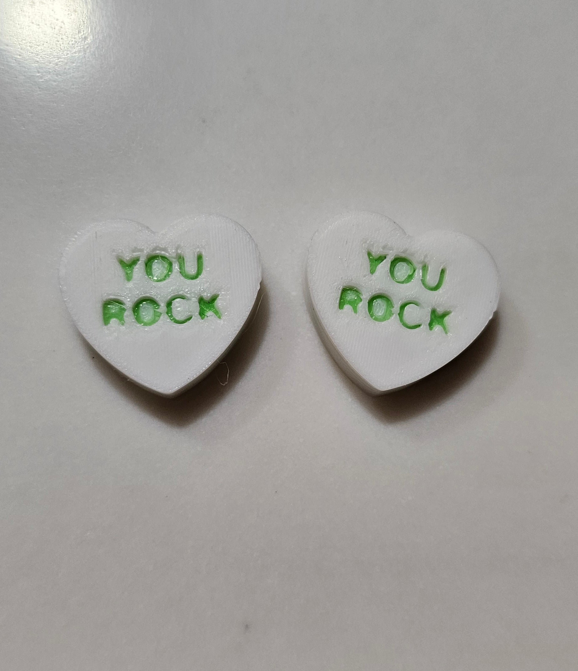 3D Printed Conversation Heart Pins or Earrings