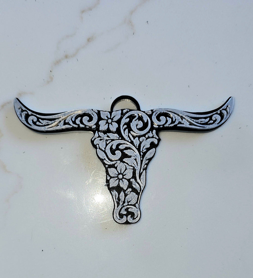 3D Printed Tooled Longhorn Keychain, Purse Charm, or Ornament