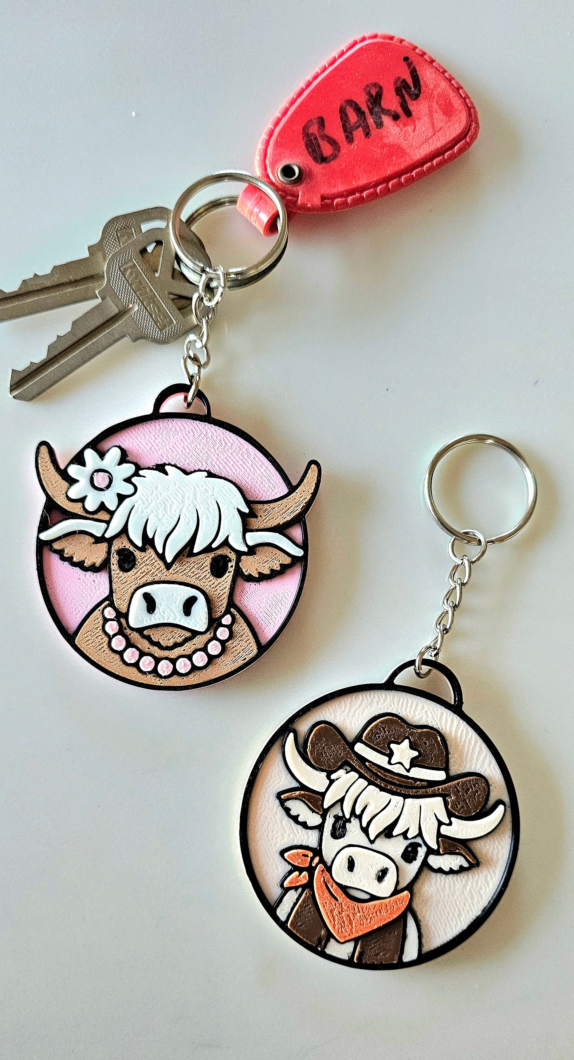 3D Printed Highland Cow Keychain