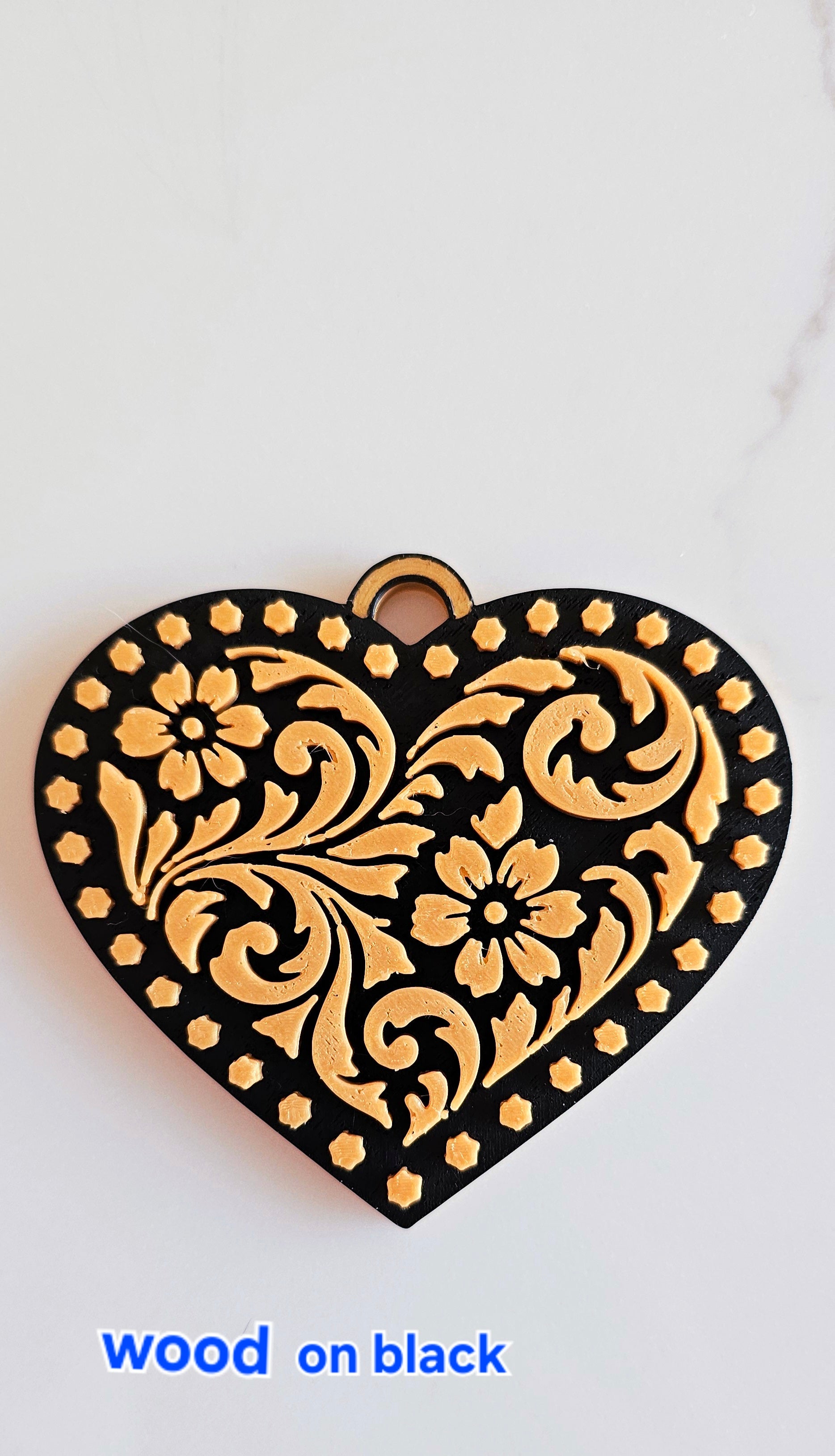 3D Printed Western Heart Keychain or Purse Charm