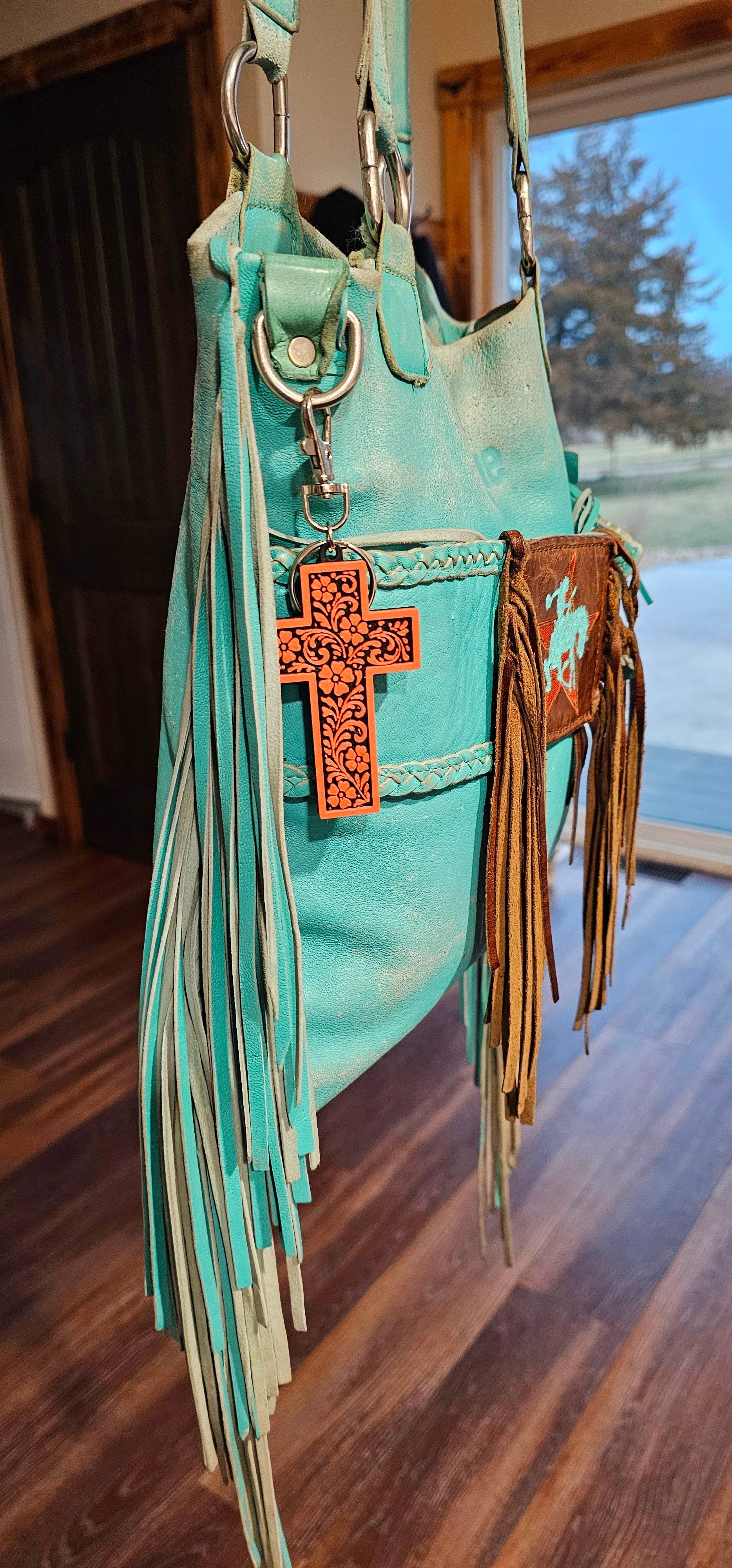 3D Printed Tooled Cross Wall Decor or Keychain Charm