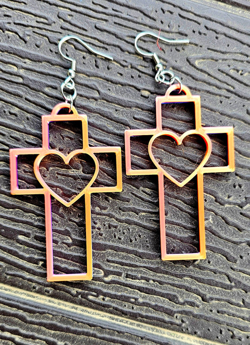 3D Printed Christian Cross Earrings
