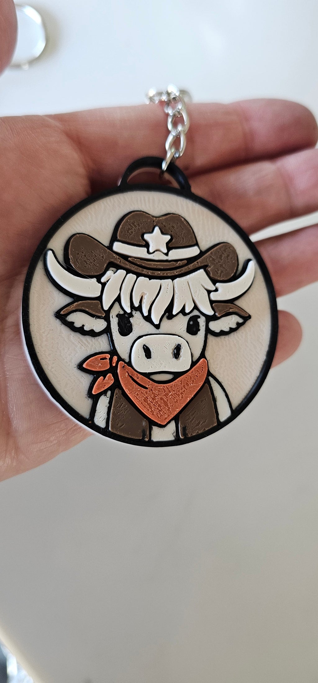 3D Printed Highland Cow Keychain