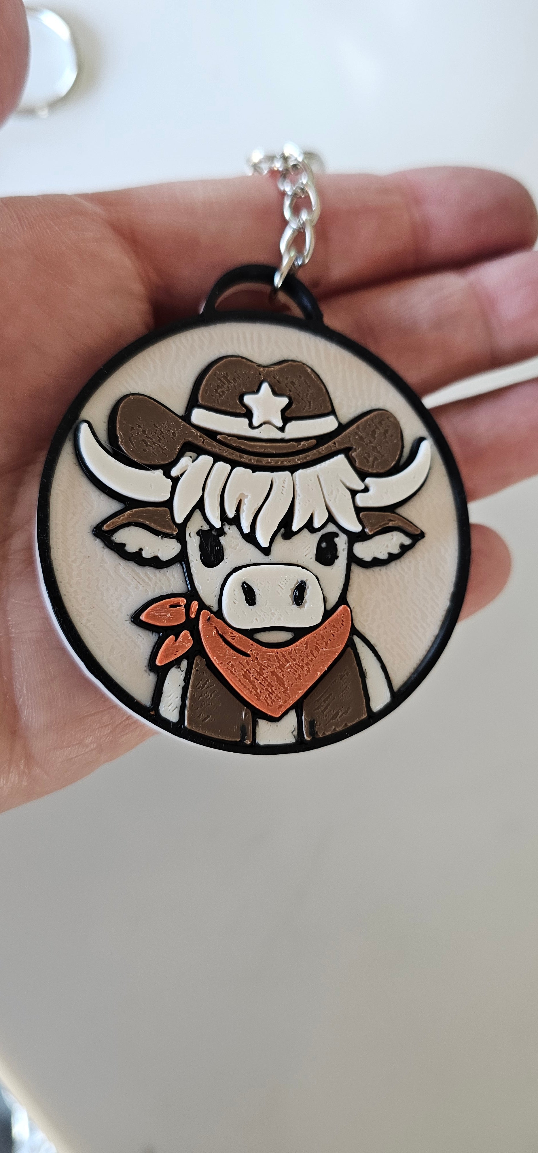 3D Printed Highland Cow Keychain