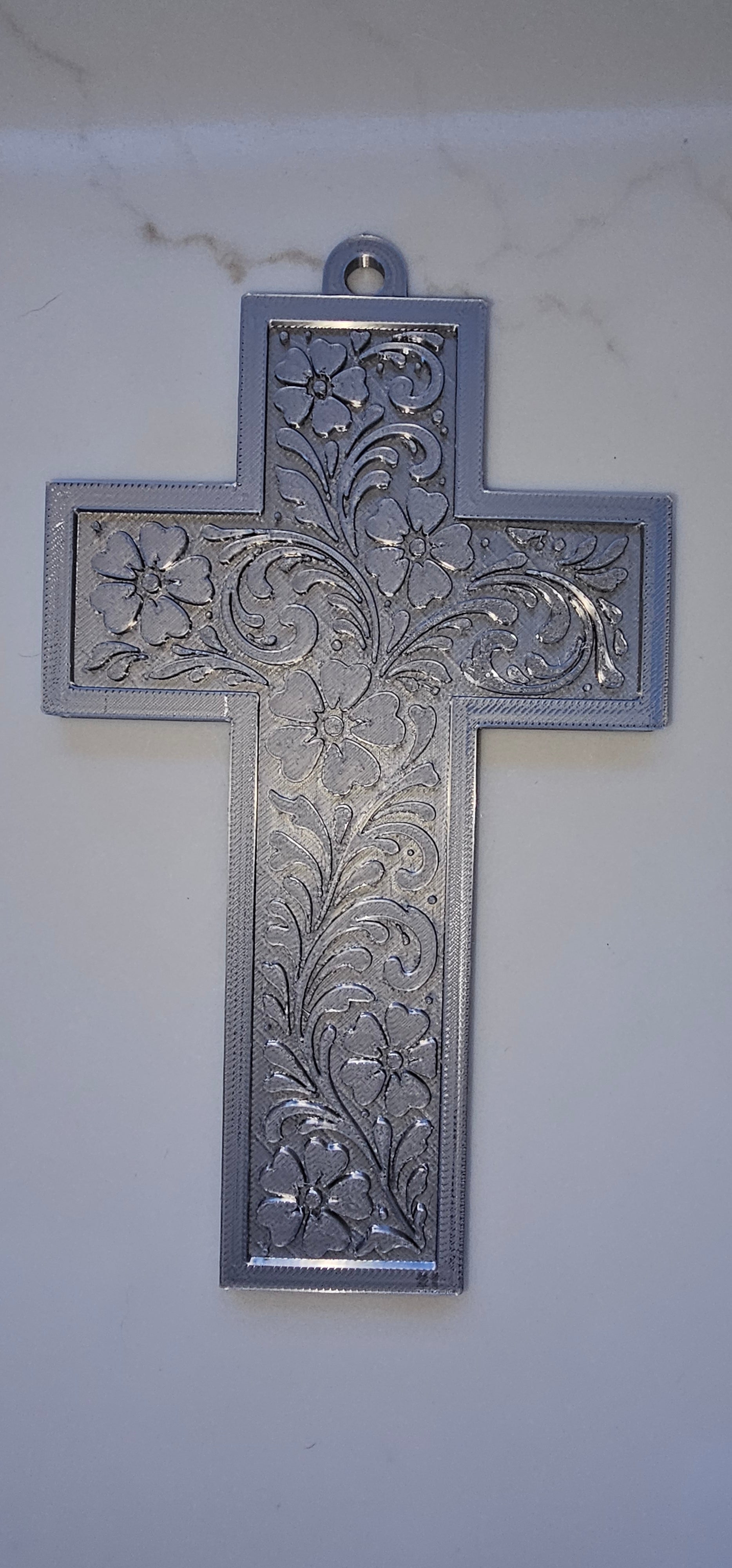 3D Printed Tooled Cross Wall Decor or Keychain Charm
