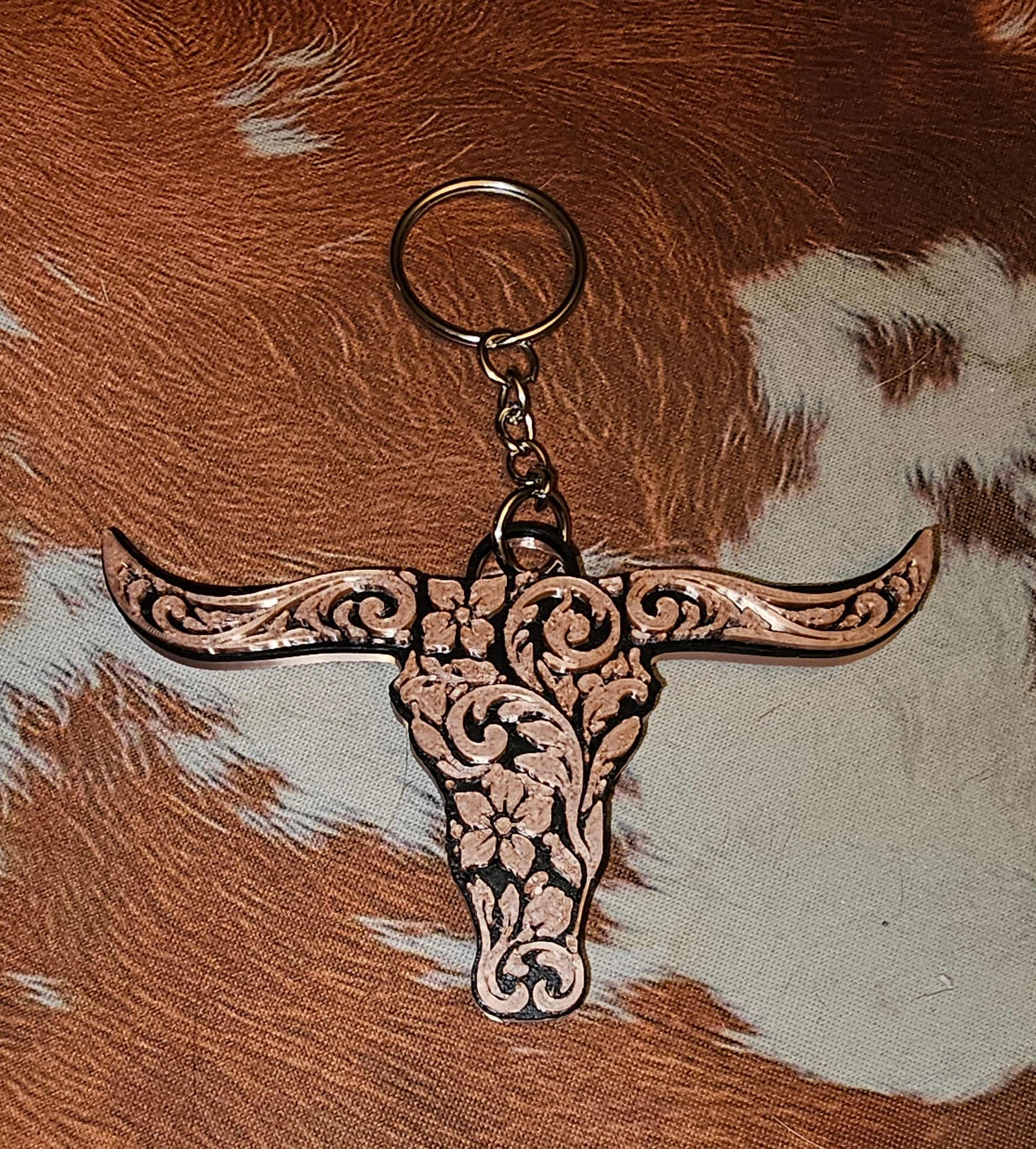 3D Printed Tooled Longhorn Keychain, Purse Charm, or Ornament