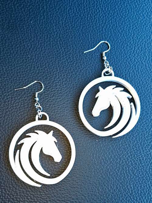 3D Printed Silver Silk Western Earrings