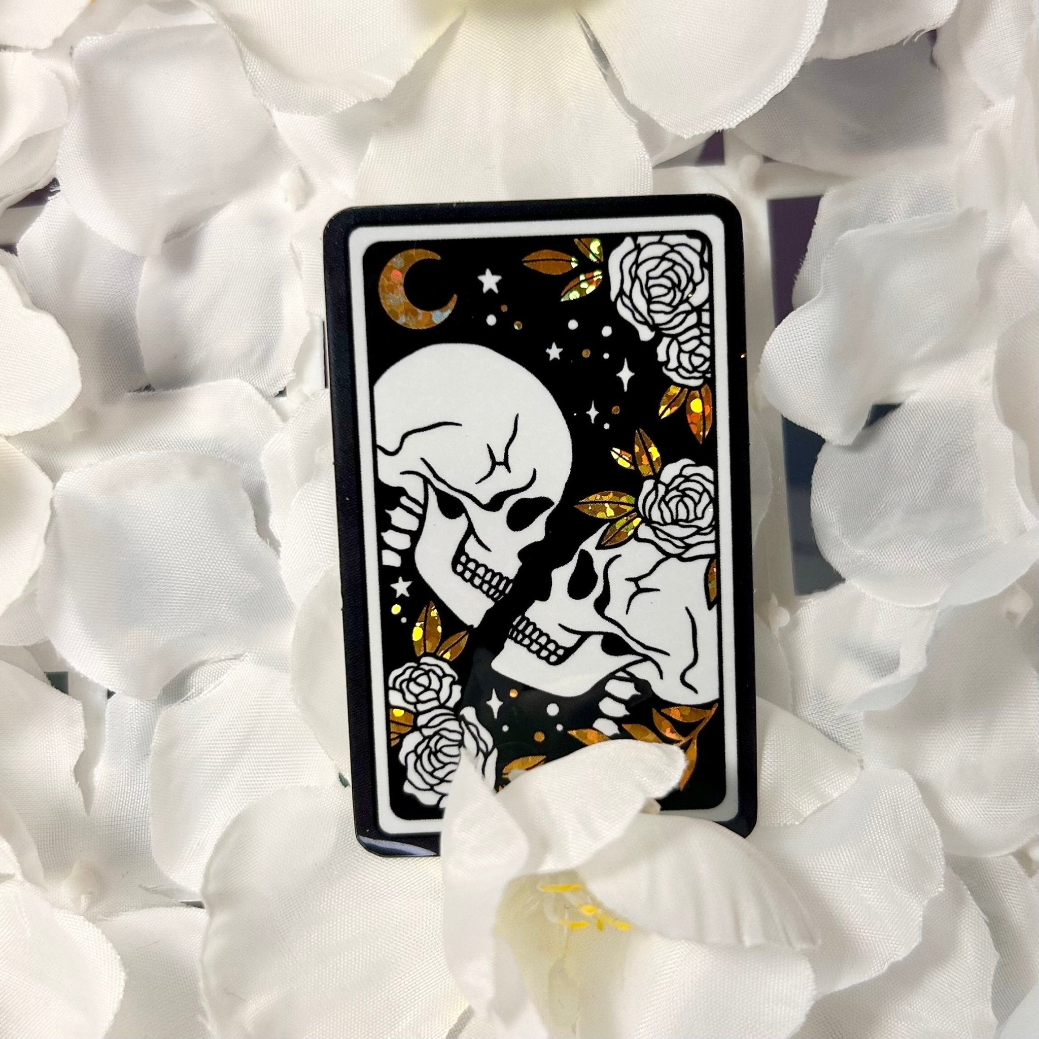 Skeleton Lovers Gold Glitter Sticker