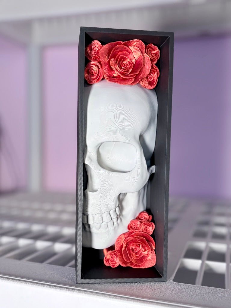 3D-Printed Skull & Rose Book Nook