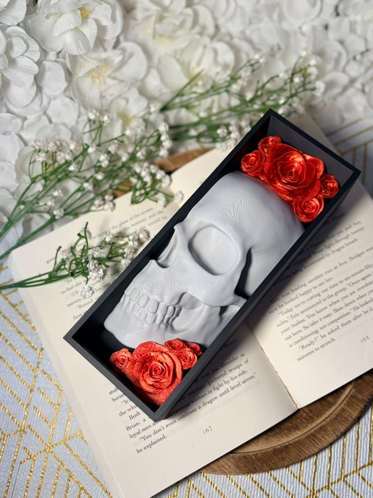3D-Printed Skull & Rose Book Nook