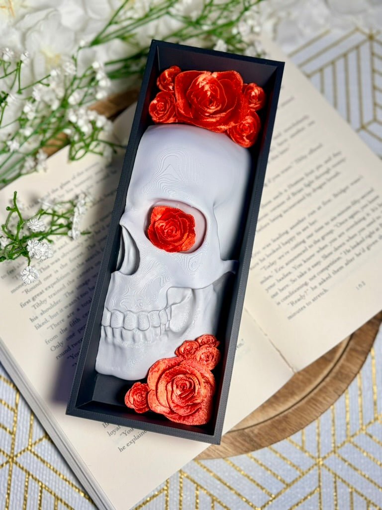 3D-Printed Skull & Rose Book Nook