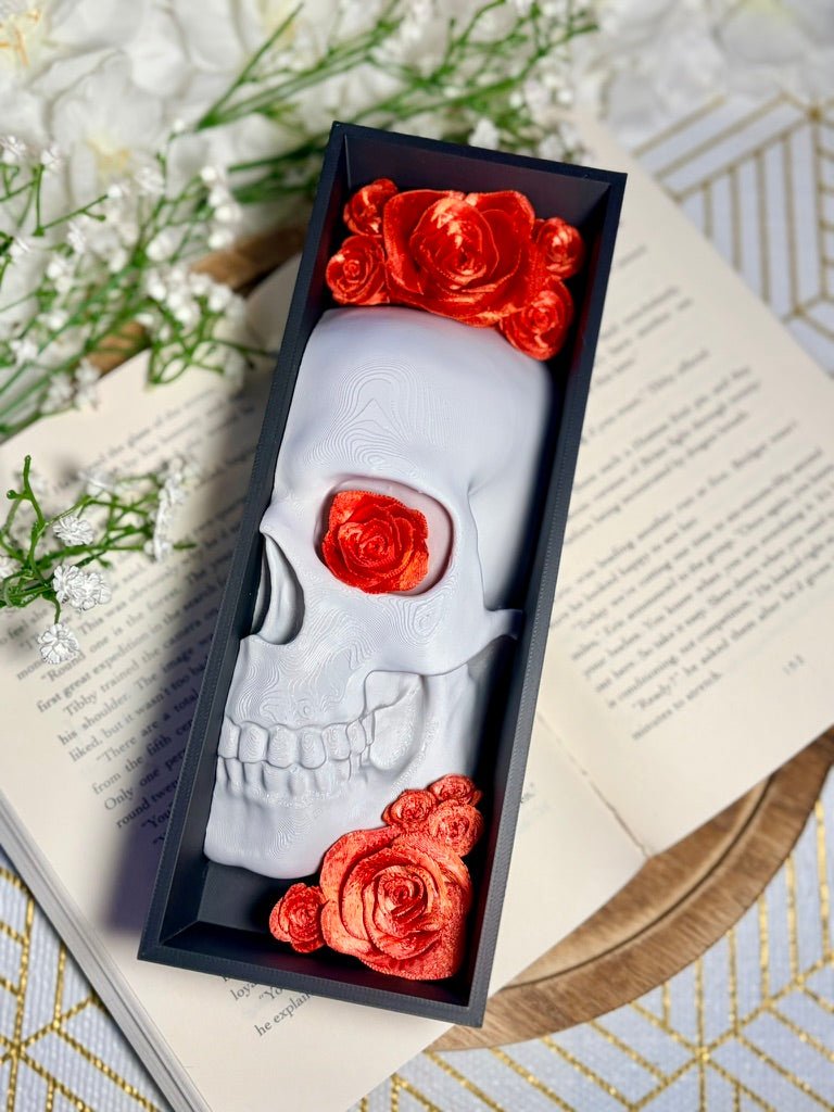 3D-Printed Skull & Rose Book Nook