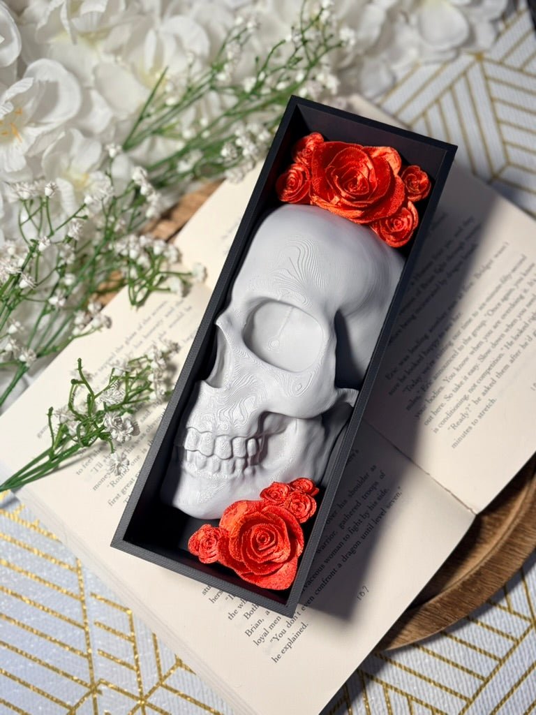 3D-Printed Skull & Rose Book Nook
