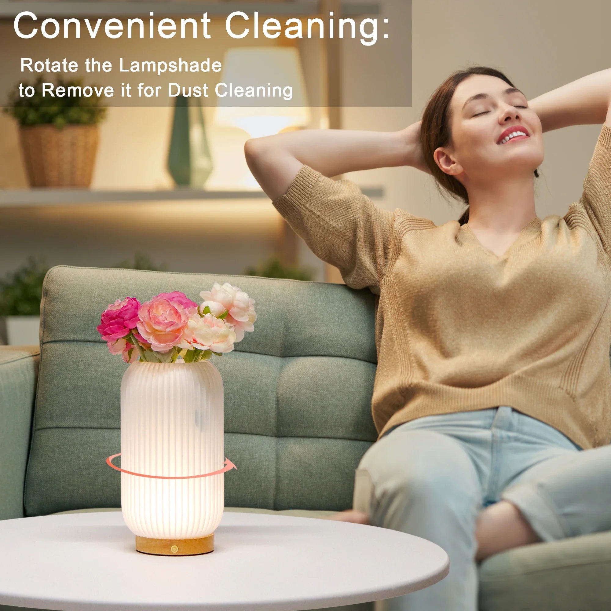 Rechargeable Ribbed Table Lamp