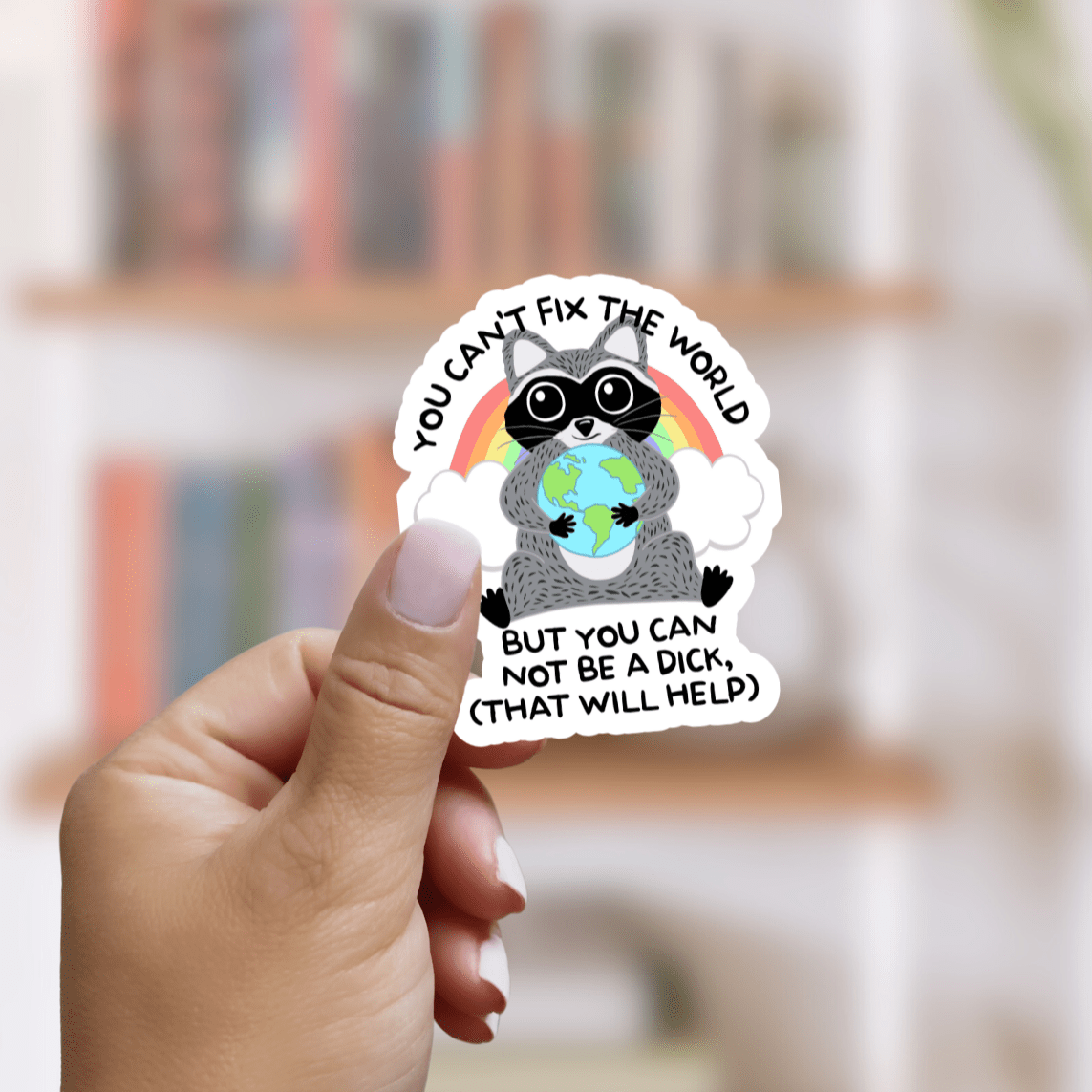 You Can't Fix the World... Raccoon Sticker